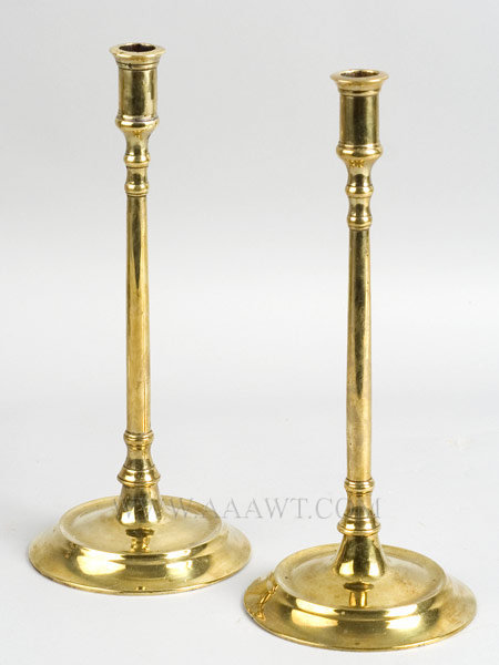 Candlesticks, Pair, Brass, Tall and Elegant
England
First Half 18th Century, entire view